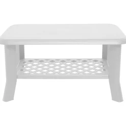 Tavolo da Esterno Bianco 4 Posti Tavolo Tavolino 90x60x46h cm, Forma Rettangolare