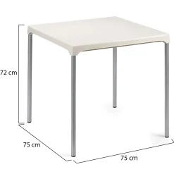 Tavolo da Esterno Bianco 4 Posti Tavolo Tavolo Fisso Quadrato 75x75x72h cm, Lunghezza Massima 75 cm Made in Italy - Brownstown