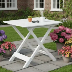 Tavolo da Esterno Bianco 4 Posti Tavolo Tavolo da Esterno Fisso 75x75x72h cm, Lunghezza Massima 75 cm Made in Italy - Smithport