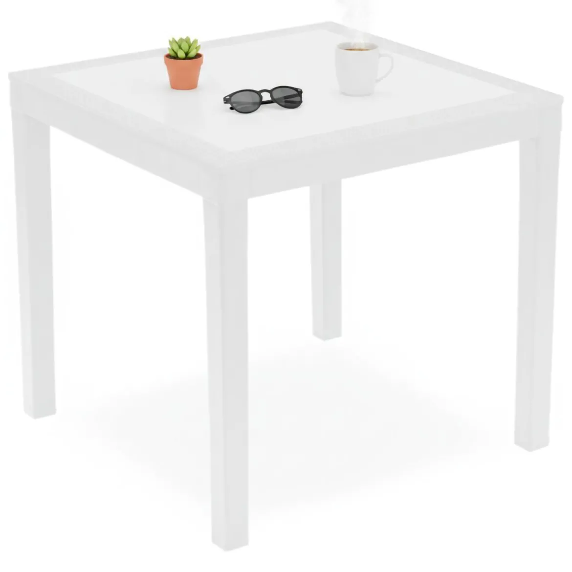 Tavolo da Esterno Bianco 4 Posti Tavolo Tavolo da Esterno Fisso 78x78x73h cm, Lunghezza Massima 78 cm Made in Italy - Frostproof
