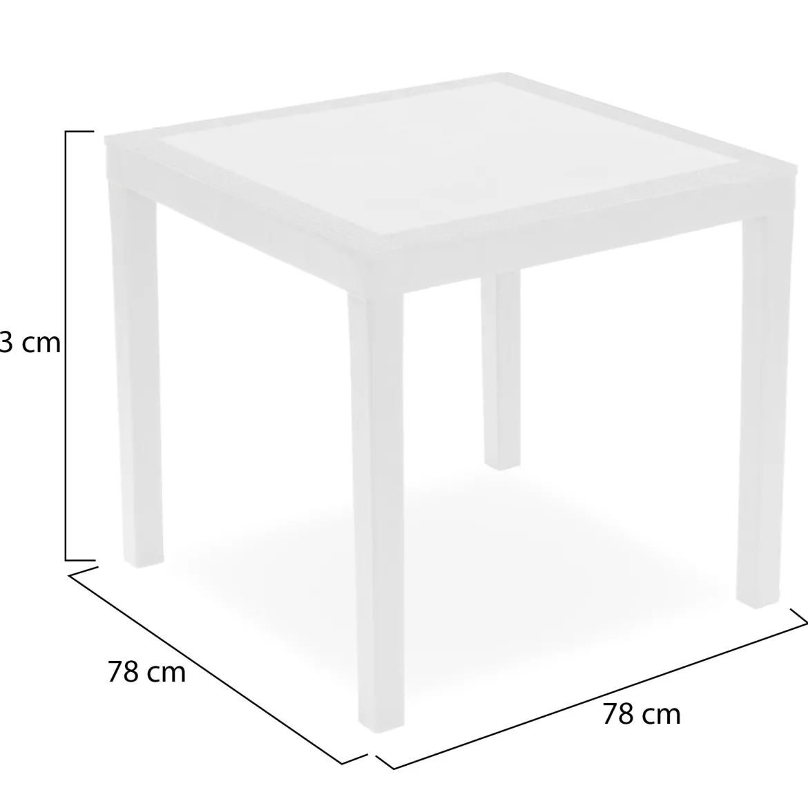 Tavolo da Esterno Bianco 4 Posti Tavolo Tavolo da Esterno Fisso 78x78x73h cm, Lunghezza Massima 78 cm Made in Italy - Frostproof