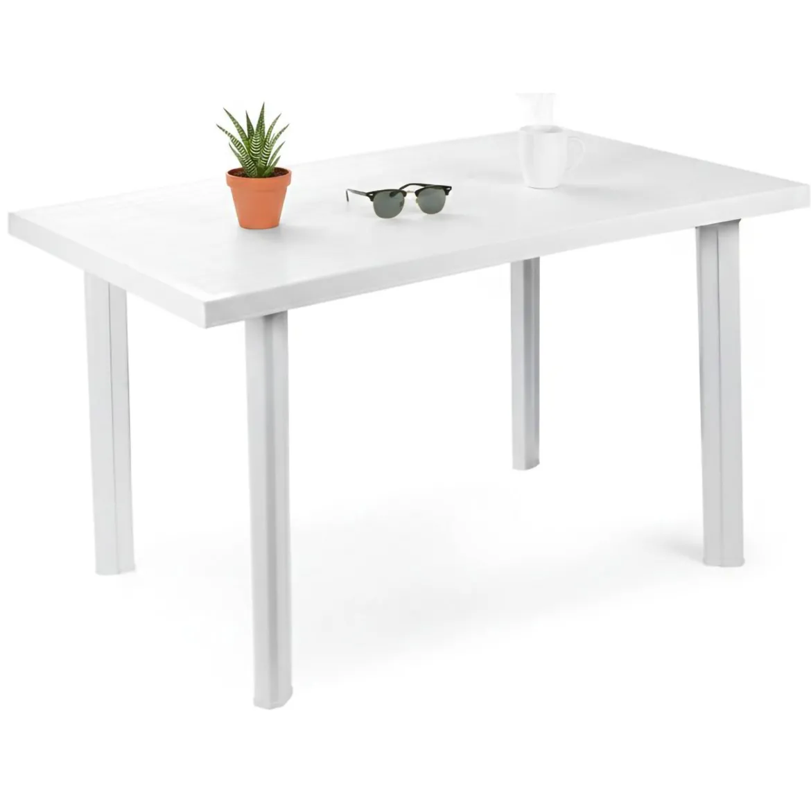 Tavolo da Esterno Bianco 6 Posti Tavolo Tavolo Fisso Ovale 137x88x72h cm, Lunghezza Massima 137 cm Made in Italy - Roxton