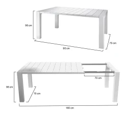 Tavolo da esterno Langsa, 98x75 h90 cm, Bianco