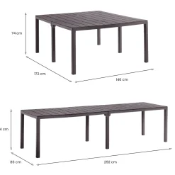Tavolo da Esterno Marrone 12 Posti Meccanismo Estensione Multiposizione 292x86x74h cm, Impermeabile - Campana
