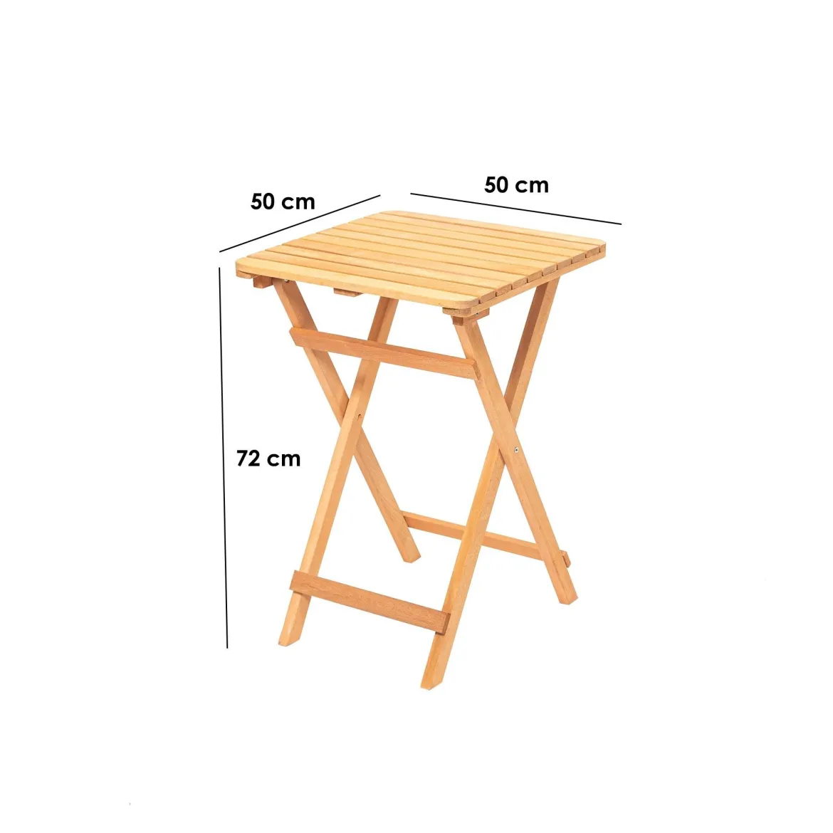 Tavolo da Esterno Marrone 2 Posti Tavolo Tavolino Pieghevole 50x50x72h cm, Finitura Effetto Doghe - Stregna