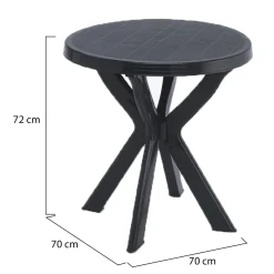 Tavolo da Esterno Nero Antracite 2 Posti Lunghezza Massima 70 cm 70x70x72h cm, Finitura Effetto Liscio Made in Italy - Trimble
