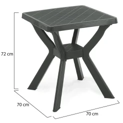 Tavolo da Esterno Nero Antracite 4 Posti Lunghezza Massima 70 cm 70x70x72h cm, Finitura Effetto Quadrettato Made in Italy - Straven