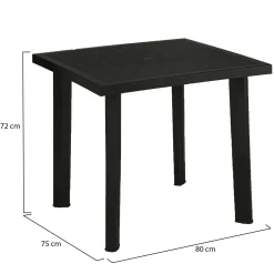 Tavolo da Esterno Nero Antracite 4 Posti Lunghezza Massima 90 cm 90x90x72h cm, Finitura Effetto Quadrettato Made in Italy - Brooksdale