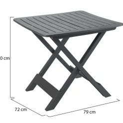 Tavolo da Esterno Nero Antracite 4 Posti Pieghevole 79x72x70h cm, Tavolo Tavolo Pieghevole Rettangolare Made in Italy - Ruthton
