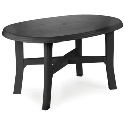 Tavolo da Esterno Nero Antracite 6 Posti Lunghezza Massima 137 cm 137x88x72h cm, Finitura Effetto Quadrettato Made in Italy - Roxton