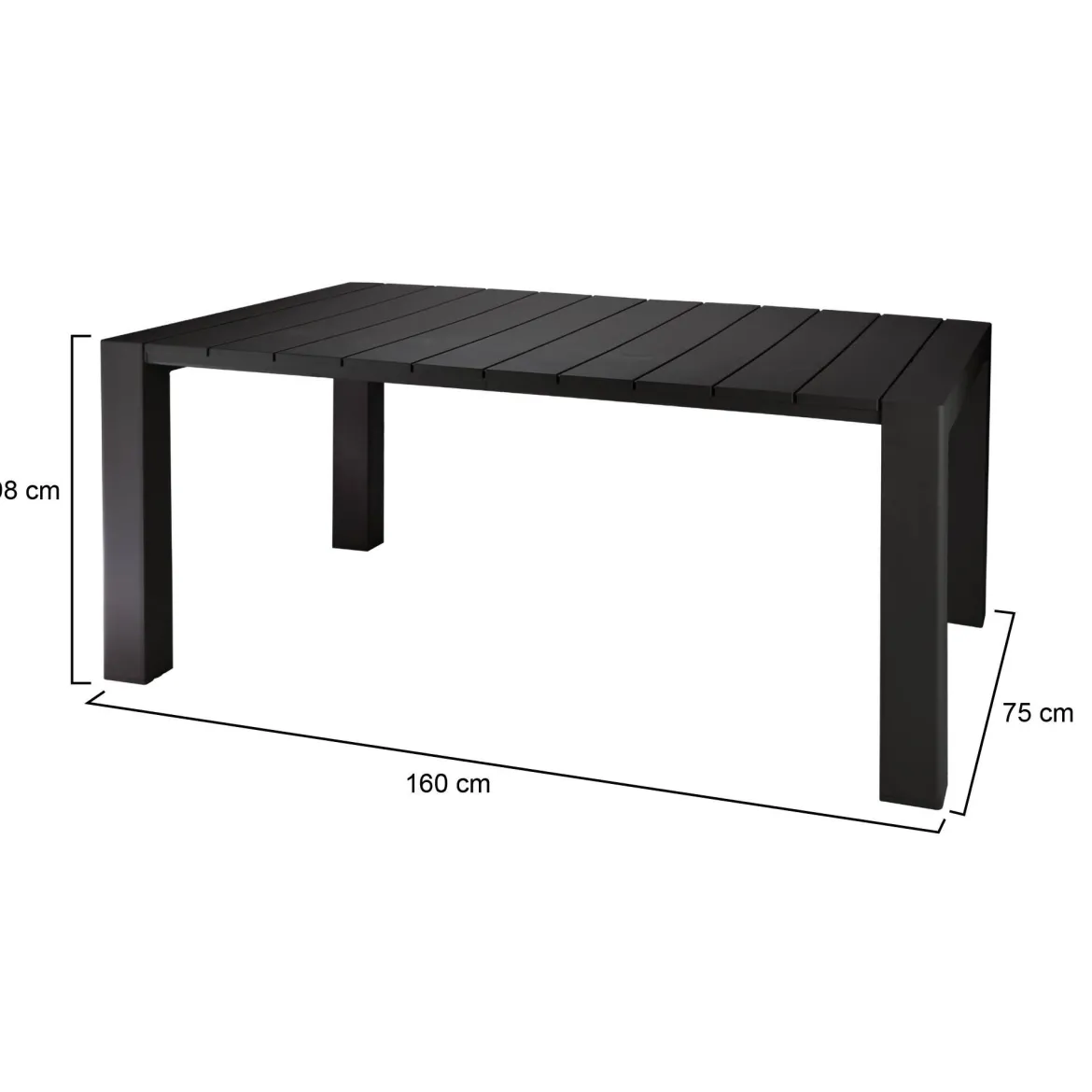 Tavolo da esterno 10 posti 160x98cm antracite - Magelang