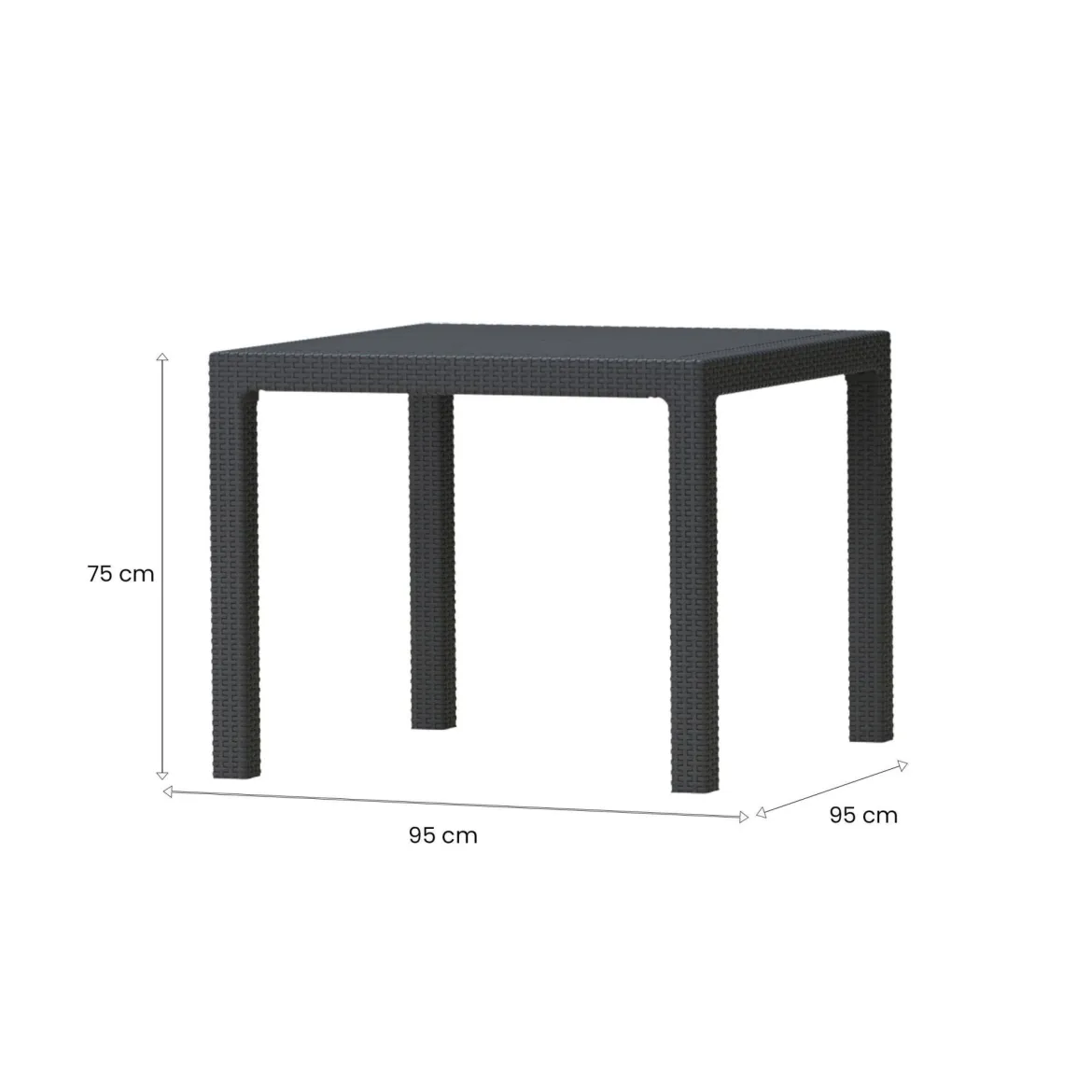 Tavolo da esterno 4 posti 95x95cm antracite - Terrace