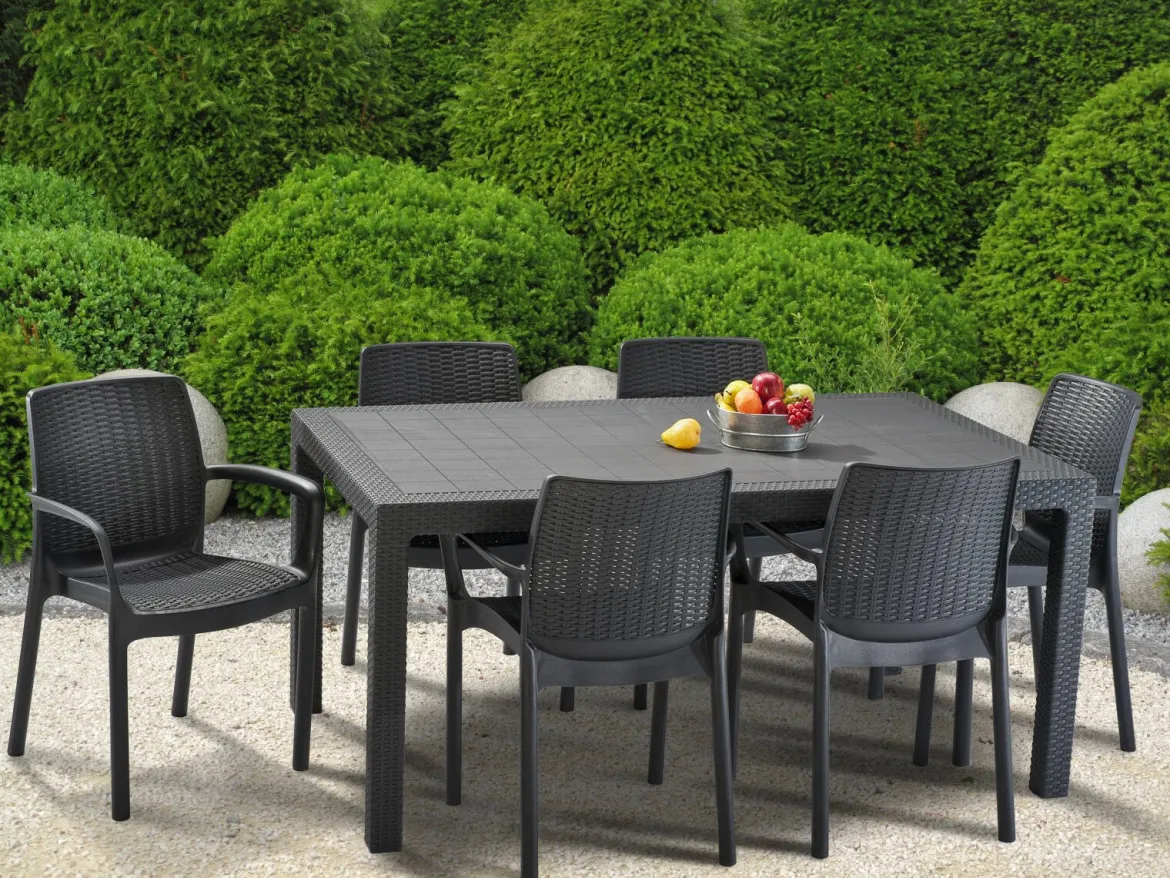Tavolo da esterno 6 posti 94x160cm antracite - Pickering