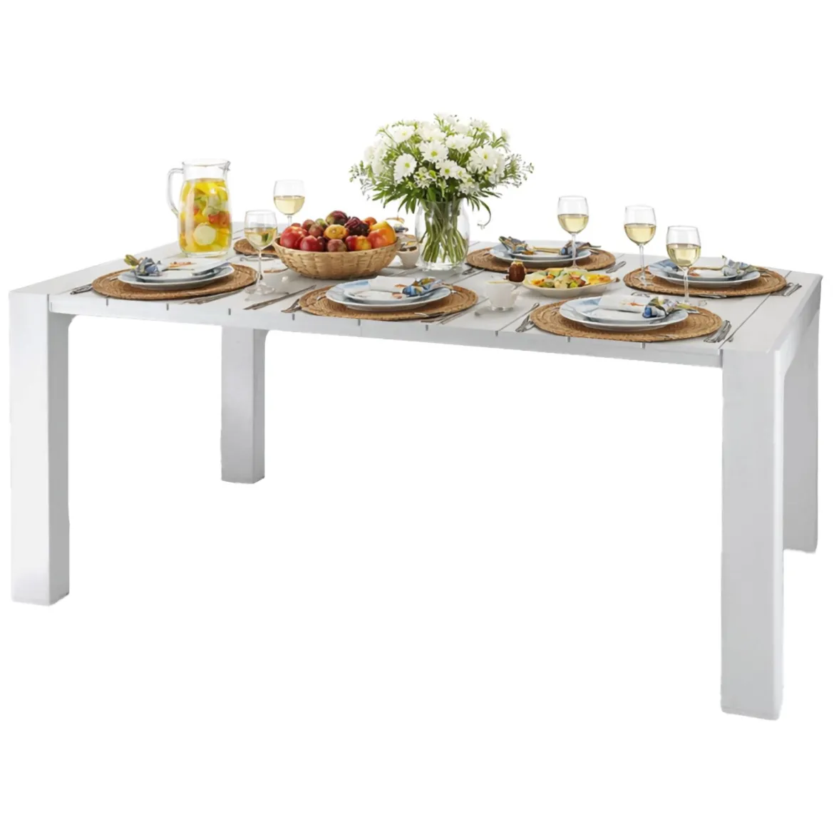 Tavolo da esterno 10 posti 160x98cm bianco - Magelang