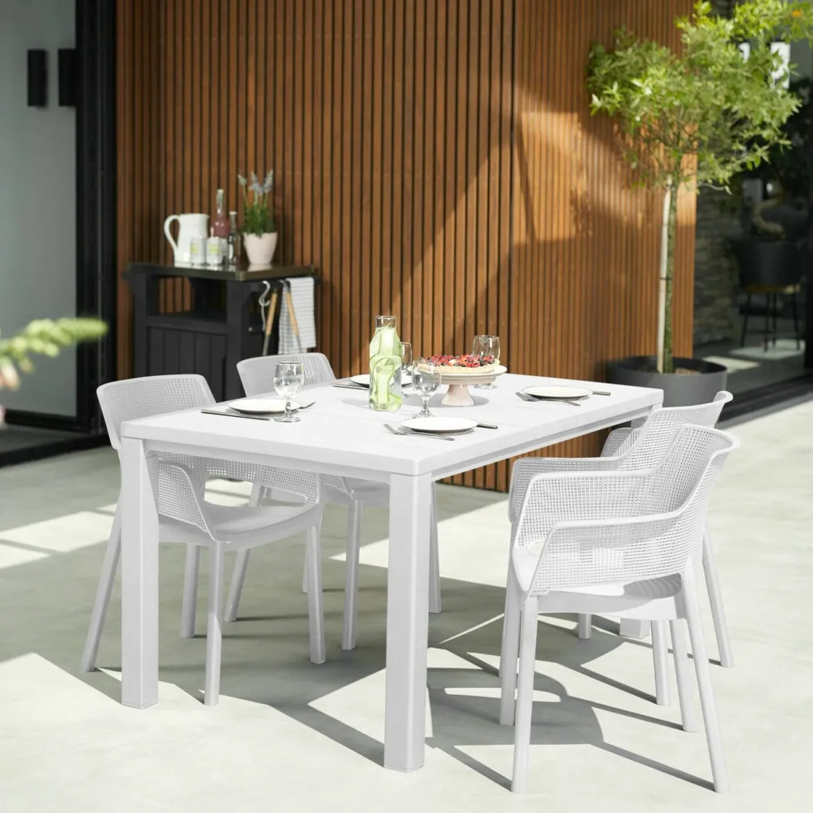 Tavolo da esterno 6 posti 147x90cm bianco - Listowel