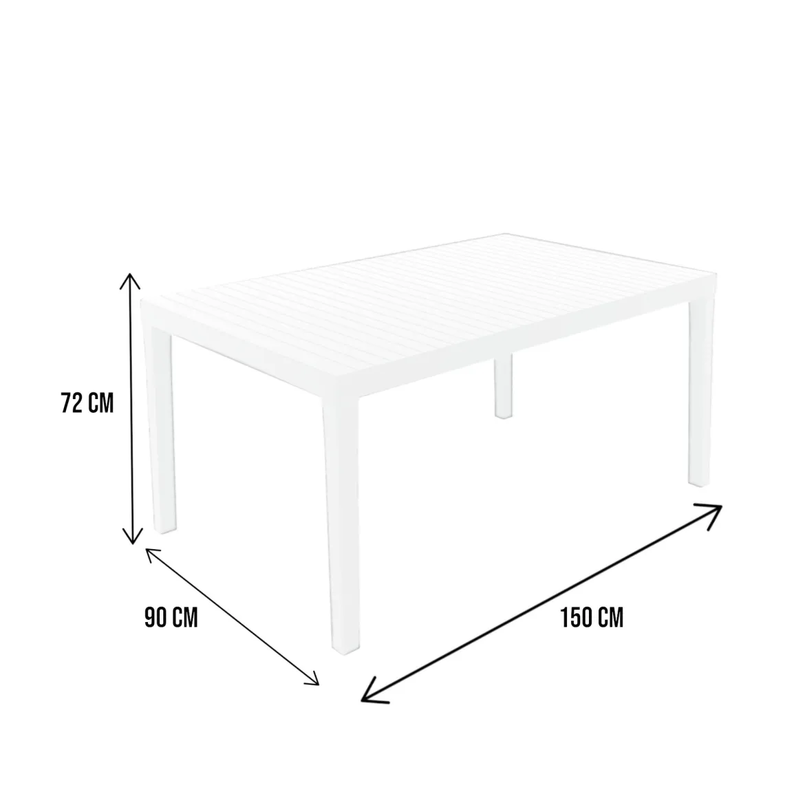Tavolo da esterno 6 posti 150x90cm bianco - Askia