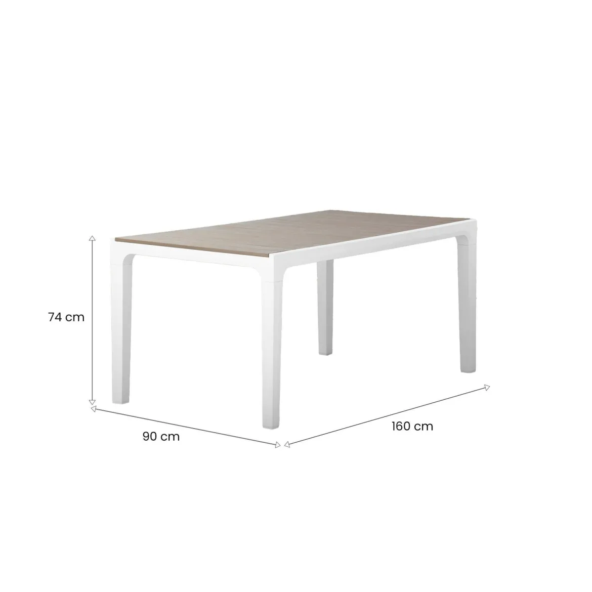 Tavolo da esterno 6 posti 160x90cm bianco e tortora - Innisfail