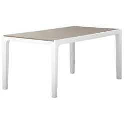 Tavolo da esterno 6 posti 160x90cm bianco e tortora - Innisfail