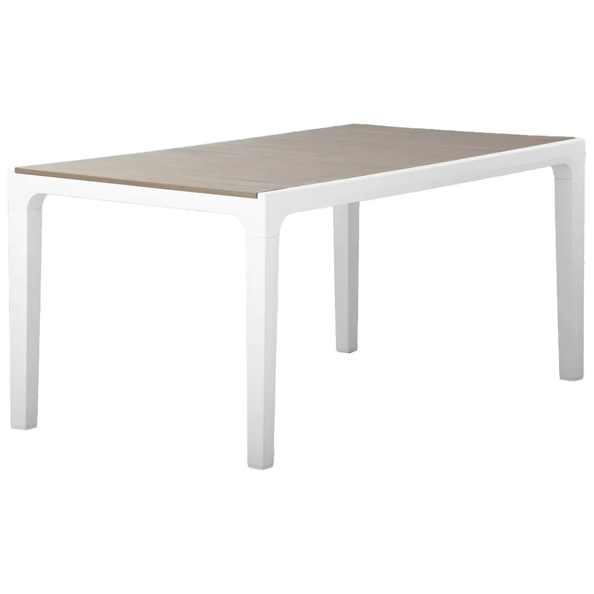Tavolo da esterno 6 posti 160x90cm bianco e tortora - Innisfail