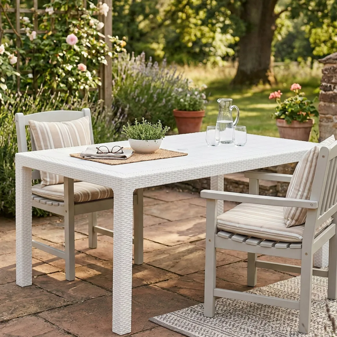 Tavolo da esterno 6 posti 94x160cm bianco - Pickering
