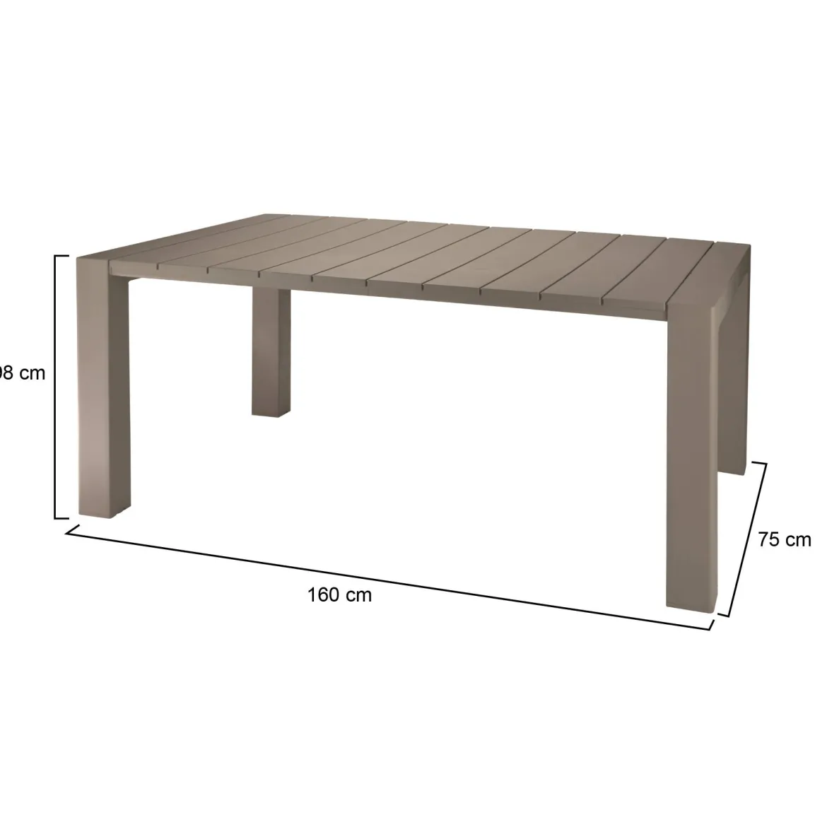 Tavolo da esterno 10 posti 160x98cm tortora - Magelang
