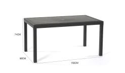 Tavolo da esterno rettangolare 10 posti 150x90cm antracite - Adila