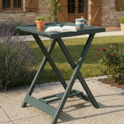 Tavolo da Esterno Verde 2 Posti Tavolo Tavolo da Esterno Fisso 60x47x65h cm, Lunghezza Massima 50 cm Made in Italy - Ohatchee