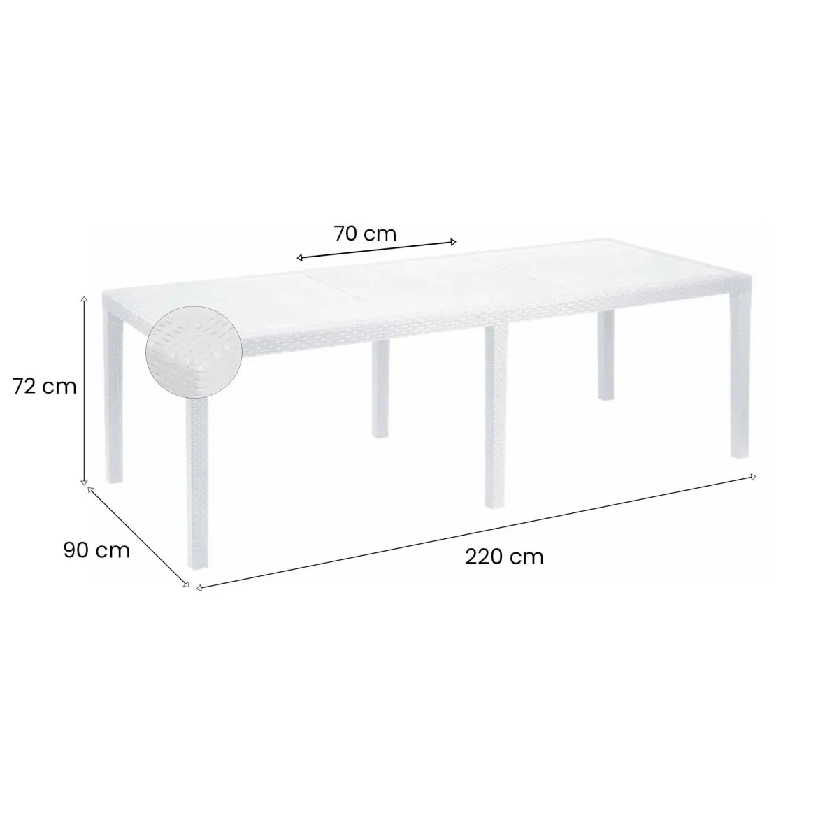Tavolo da giardino allungabile 8-10 posti 150/220x90cm marrone - Abbaviva