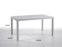 Tavolo da giardino effetto rattan 10 posti 150x90cm bianco - Adila