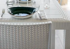 Tavolo da giardino effetto rattan 10 posti 150x90cm bianco - Adila