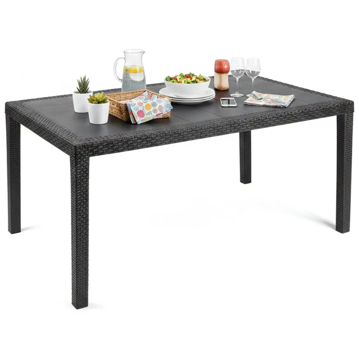 Tavolo da giardino 8 posti 138x78cm antracite - Arca