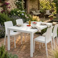 Tavolo da giardino 10 posti 150x90cm bianco - Ariana