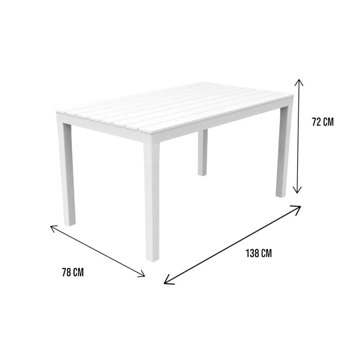 Tavolo da giardino 10 posti 80x138cm bianco - Asar