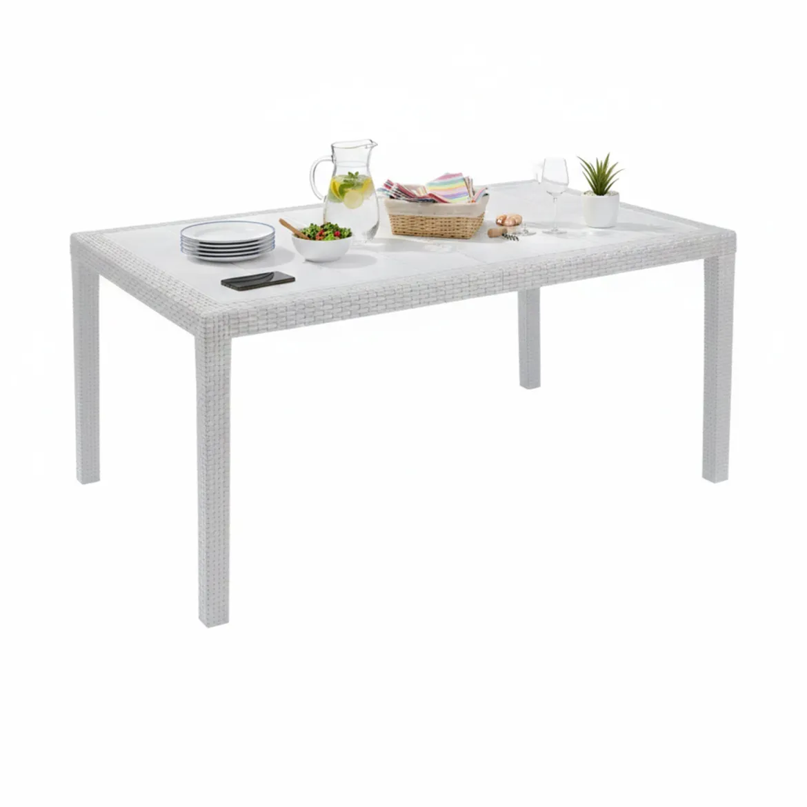 Tavolo da giardino 8 posti 138x78cm bianco - Arca