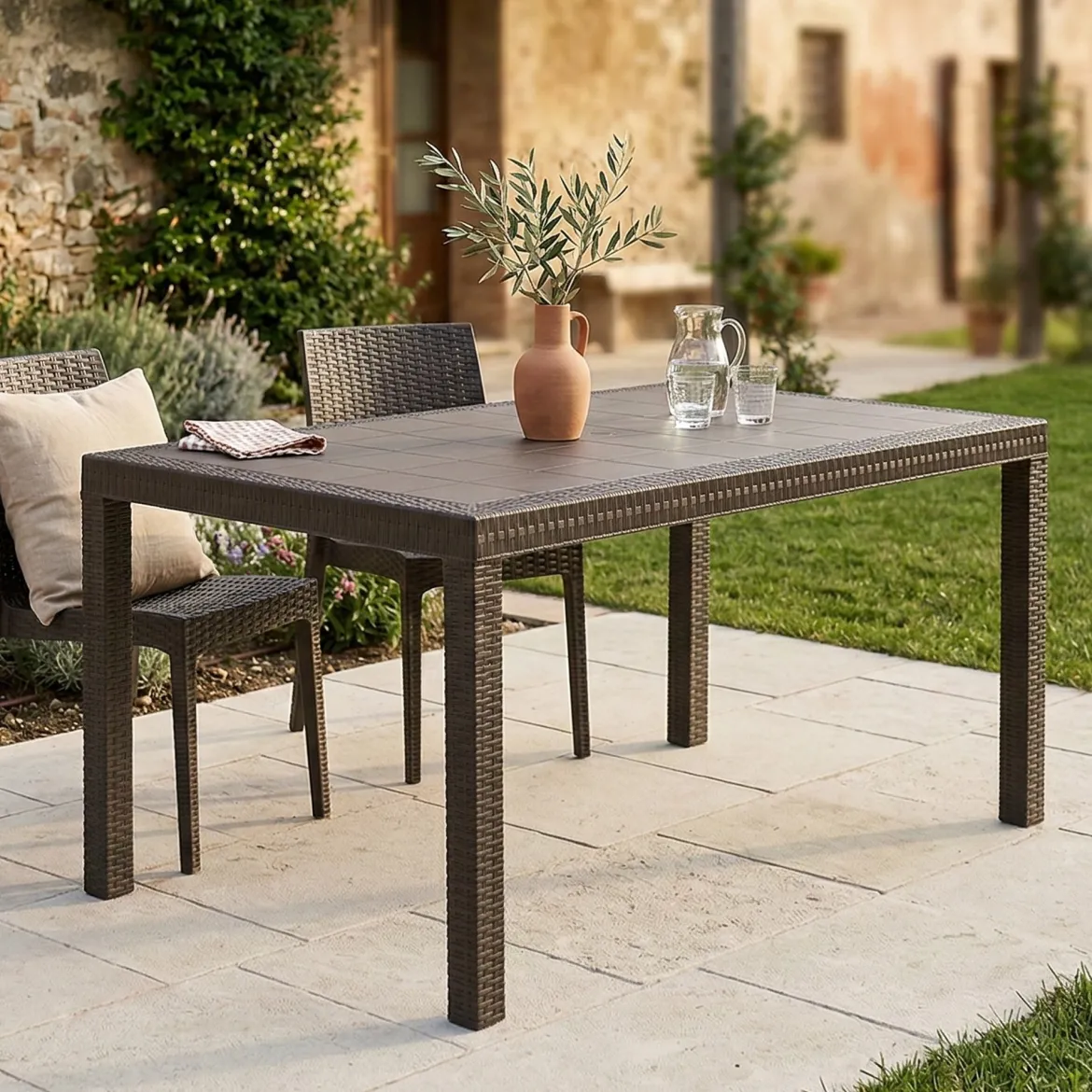 Tavolo da giardino 10 posti 150x90cm marrone - Adila