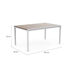Tavolo da giardino 6 posti 159x95cm rovere e bianco - Sarnia