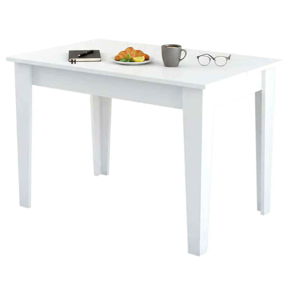 Tavolo da pranzo rettangolare 4 posti bianco 110x72cm - Eupilio