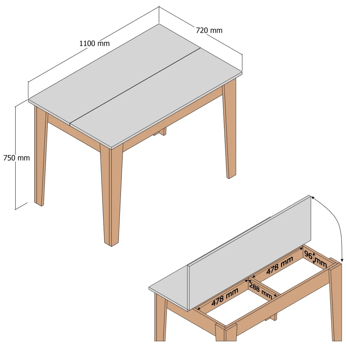 Tavolo Fisso Beige Marmo 6 Posti Forma Rettangolare 110x72x75h cm, Peso Supportato 120 kg - Zane