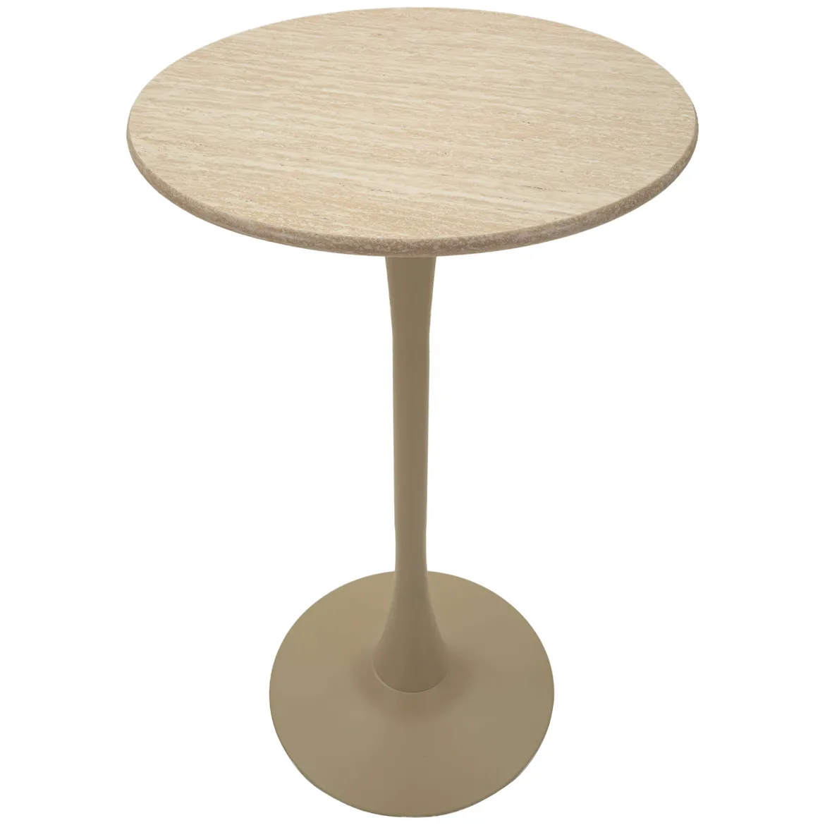 Tavolo Fisso Bianco Crema 2 Posti Forma Rotondo 60x60x106h cm, Sfumatura Colore Struttura Crema - Leh
