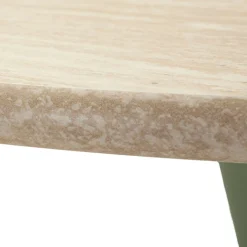 Tavolo Fisso Bianco Crema Verde 2 Posti Forma Rotondo 60x60x106h cm, Sfumatura Colore Struttura Crema - Leh