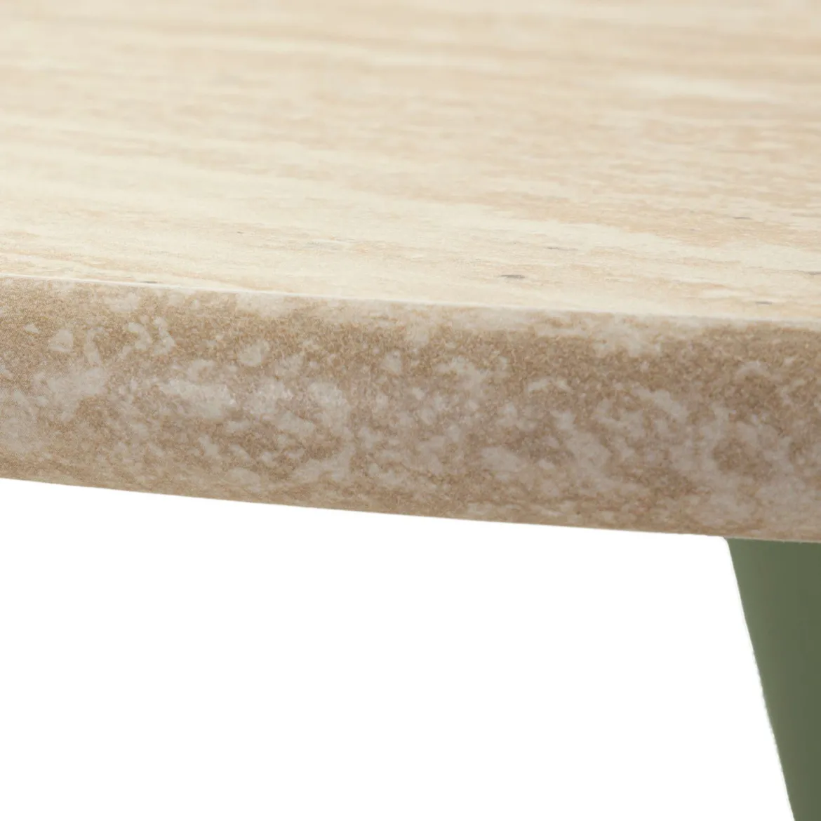 Tavolo Fisso Bianco Crema Verde 2 Posti Forma Rotondo 60x60x106h cm, Sfumatura Colore Struttura Crema - Leh