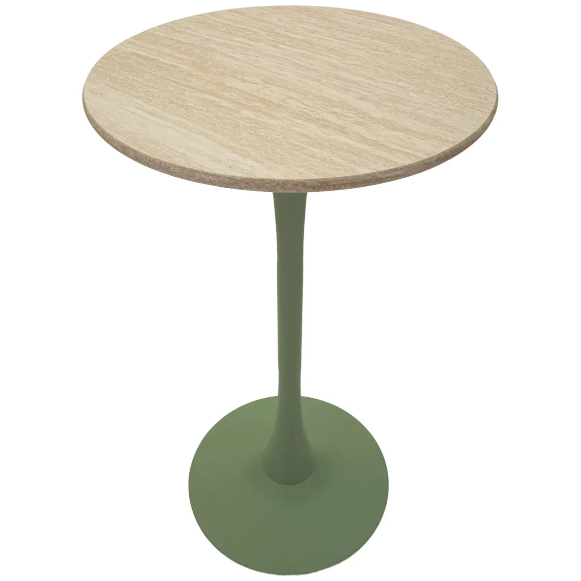 Tavolo Fisso Bianco Crema Verde 2 Posti Forma Rotondo 60x60x106h cm, Sfumatura Colore Struttura Crema - Leh