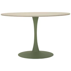 Tavolo Fisso Bianco Crema Verde 4 Posti Forma Rotondo 120x120x76h cm, Sfumatura Colore Struttura Crema - Coober