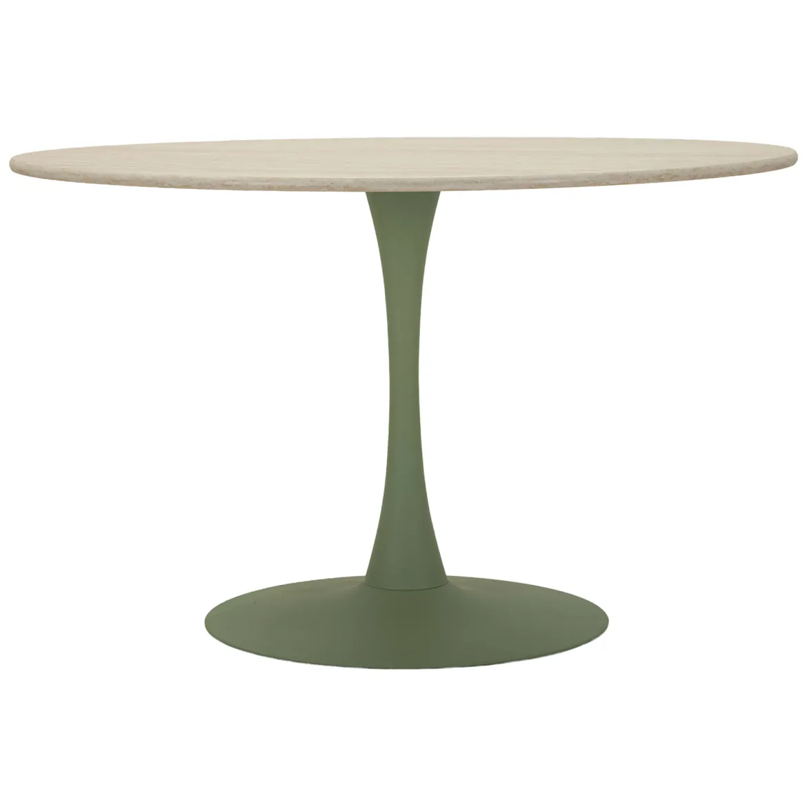 Tavolo Fisso Bianco Crema Verde 4 Posti Forma Rotondo 120x120x76h cm, Sfumatura Colore Struttura Crema - Coober