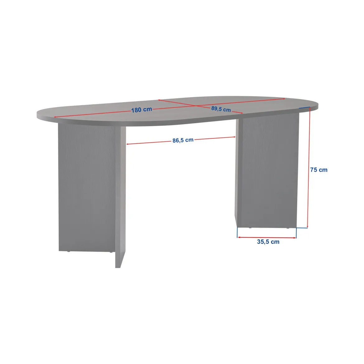 Tavolo Fisso Bianco Marmo 6 Posti Forma Ovale 180x89.5x75h cm, Peso Supportato 70 kg - Monterano