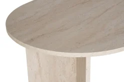 Tavolo Fisso Bianco Marmo 6 Posti Forma Ovale 180x89.5x75h cm, Peso Supportato 70 kg - Monterano