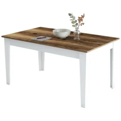 Tavolo Fisso Bianco Marrone Noce 6 Posti Forma Rettangolare 145x88x75h cm, Peso Supportato 120 kg - Sicura