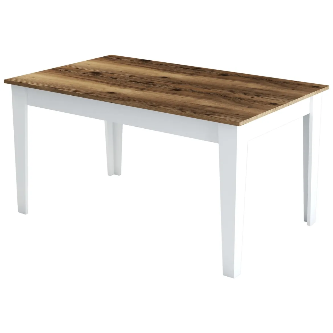 Tavolo Fisso Bianco Marrone Noce 6 Posti Forma Rettangolare 145x88x75h cm, Peso Supportato 120 kg - Sicura