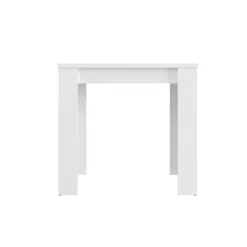 Tavolo Fisso Bianco Opaco 4 Posti Ripiano Effetto Dogato 80x80x76h cm, Forma Quadrato - Trosa