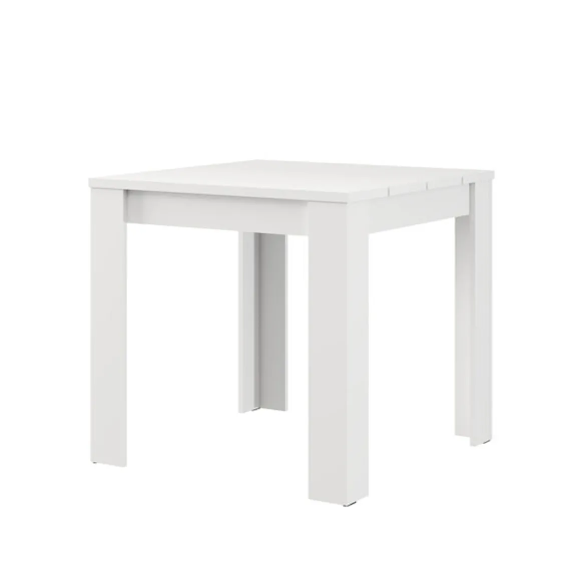 Tavolo Fisso Bianco Opaco 4 Posti Ripiano Effetto Dogato 80x80x76h cm, Forma Quadrato - Trosa
